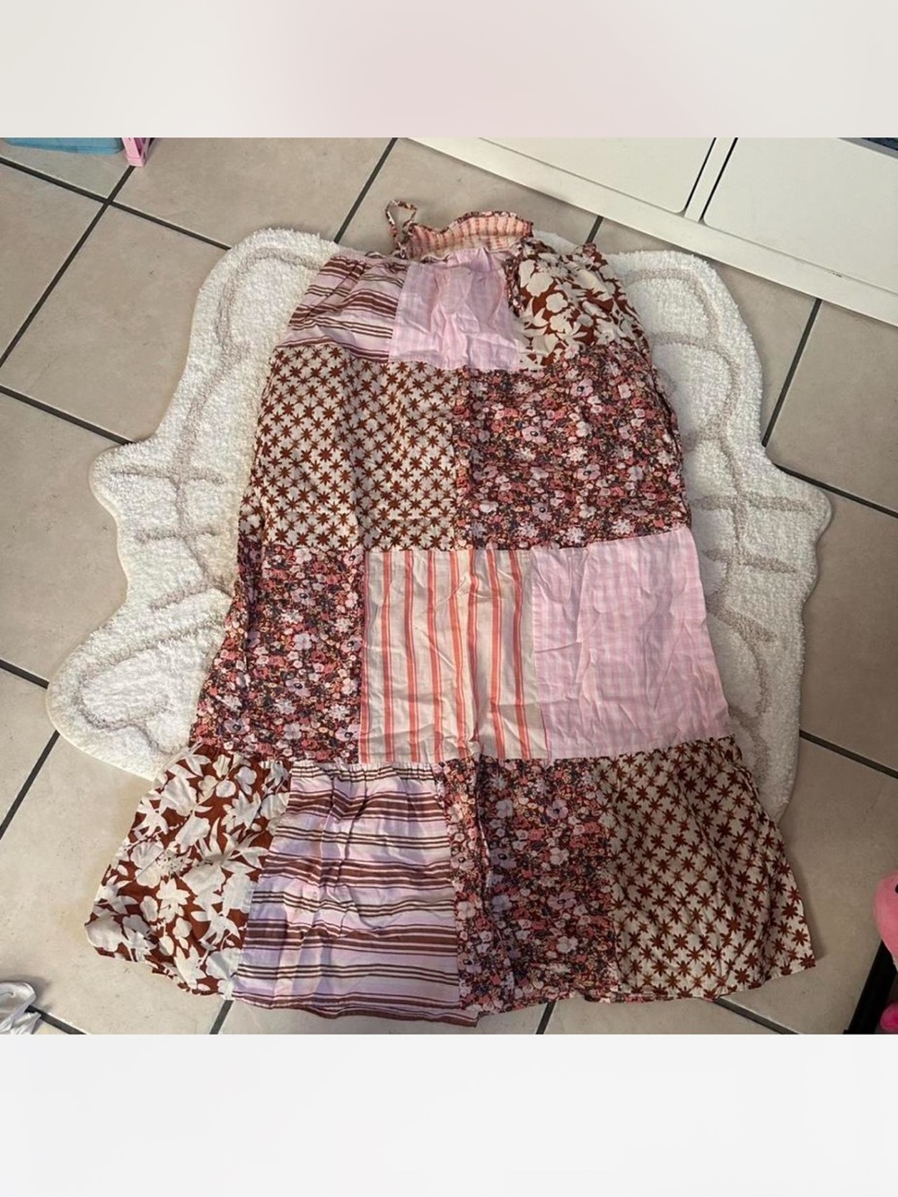 Universal Thread Pink and Brown Patchwork Maxi Dress